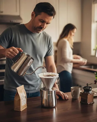 Miniatura 2 de AGOGO Cafetera portátil de goteo V60 - Juego fácil de limpieza compacto gotero de acero inoxidable 304 para acampar y 50 filtros de papel y paño