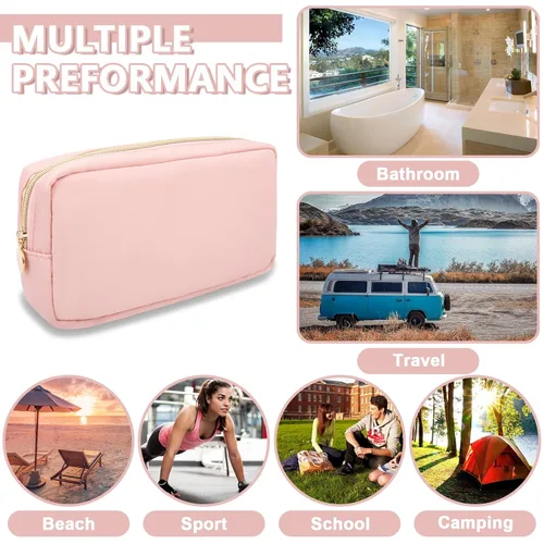 Miniatura 5 de UIXIZQ Bolsa pequeña de maquillaje para bolso de nailon, bolsa de almacenamiento de artículos de tocador de viaje, linda bolsa de cosméticos preppy