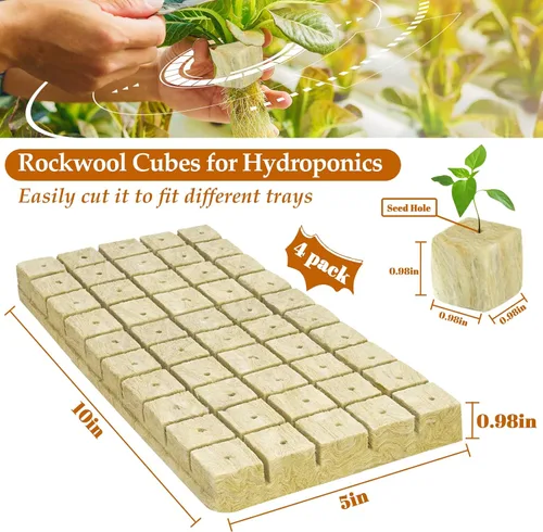 Miniatura 2 de Legigo Cubos de lana de roca de 1 pulgada para hidroponía, cubos de cultivo para plantación de lana de roca para torre hidropónica, jardín, plantas