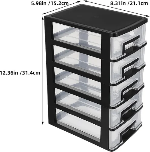 Miniatura 3 de Toddmomy Gabinete de almacenamiento de plástico de 5 niveles, organizador portátil de escritorio, caja de almacenamiento para oficina, estudio