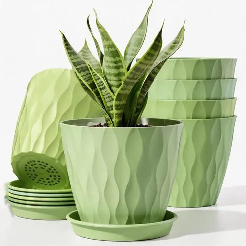 Miniatura 9 de 6 Pack Plant Pots with Drainage Holes, 4 Inch Plastic Indoor Flower Pots, Succulent Pots for Orchids, Violets, Succulents, Herbs and Other Small