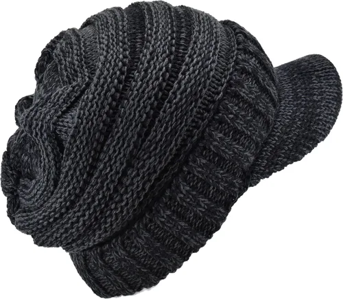 Miniatura 4 de C.C Gorro de punto acanalado de gran tamaño con visera