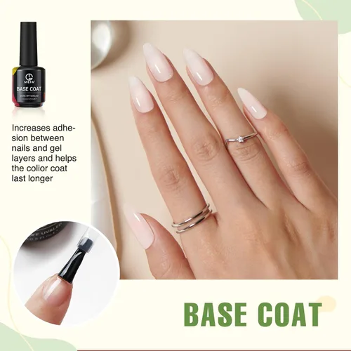 Miniatura 2 de MEFA Juego de 2 piezas de 15 ml de esmalte de uñas de gel, capa superior y base, esmalte de uñas de gel sin necesidad de limpieza, efecto de brillo