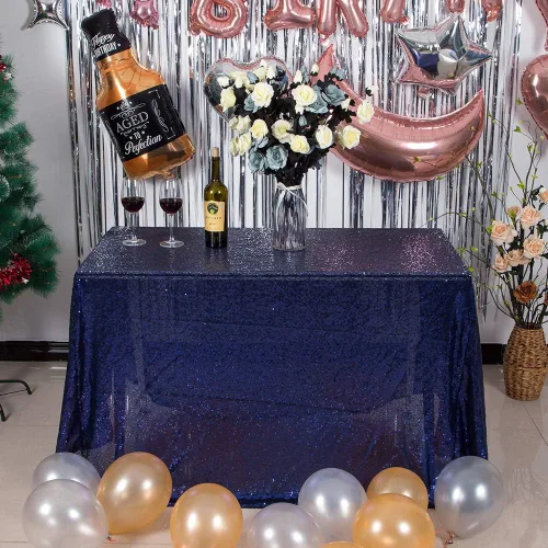 Miniatura 38 de JYFLZQ Mantel de lentejuelas azul bebé de 50 pulgadas, pequeño, redondo, brillante, para boda, fiesta de cumpleaños, baby shower