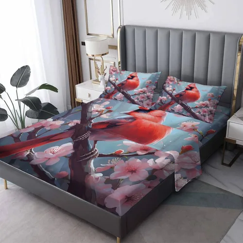 Miniatura 7 de Cardinal Sheets - Juego de sábanas tamaño individual, sábanas de microfibra suave con bolsillo profundo, sábanas y fundas de almohada estampadas sin