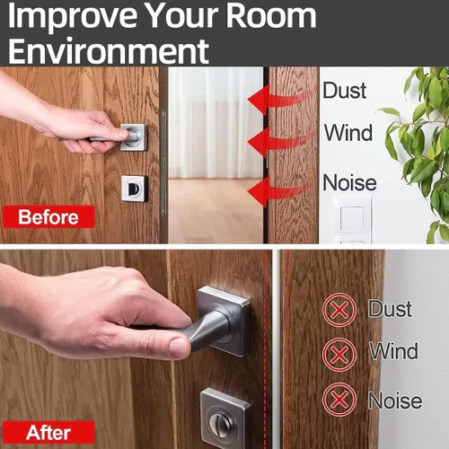 Miniatura 3 de ESUFEIR Burlete Climático para Puerta de 26 Pies, Tira de Sellado para Puerta, Goma Autoadhesiva Aislante Climático para Puertas para Ventanas