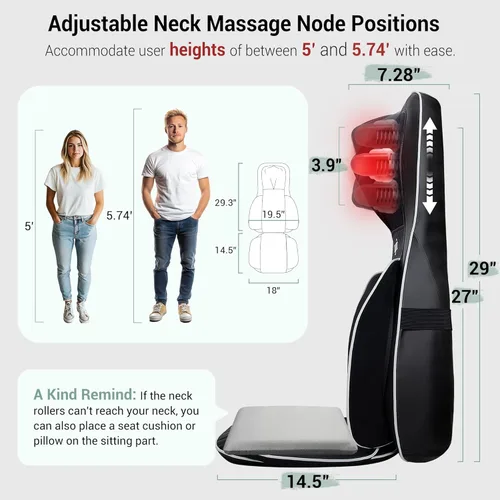 Miniatura 4 de Mynt Elegible para FSA Aprobado por HSA Masajeador Shiatsu de Cuello y Espalda para Silla con 10 Nodos de Amasamiento Profundo, Masaje de Espalda 2D
