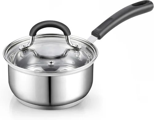 Miniatura 9 de Olla con tapa de acero inoxidable de 3 cuartos de galón, con asa que mantiene la temperatura fresca, color plateado. Cook N Home