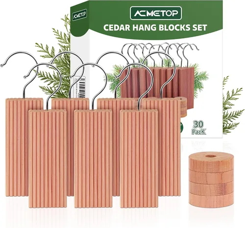 Miniatura 9 de ACMETOP Pack de 20 colgantes de cedro, bloques rectangulares 100% naturales de cedro para almacenamiento de ropa