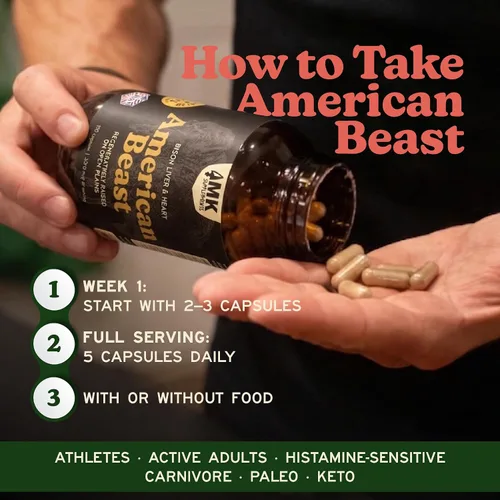 Miniatura 7 de MK Supplements American Beast, Suplemento de Órganos de Bisonte para Atletas, Apoya la Fuerza, Resistencia y Recuperación, Liofilizado, No-GMO