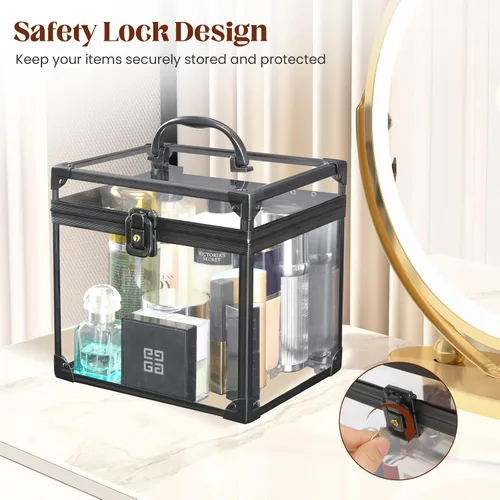 Miniatura 3 de Caja de corona, estuche de maquillaje transparente, organizador de cosméticos, gran capacidad de acrílico transparente para artistas, vitrina