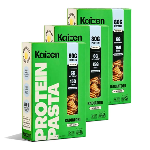 Kaizen Radiatori - Pasta proteica, 0.71 onzas de proteína, baja en carbohidratos (0.21 onzas de carbohidratos netos), apta para dieta cetogénica,