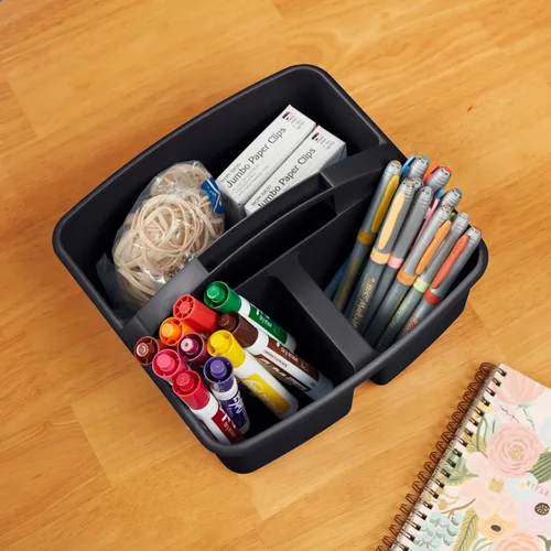 Miniatura 10 de ECR4Kids Organizador de plástico pequeño de 3 compartimentos, organización multiusos, negro, paquete de 6