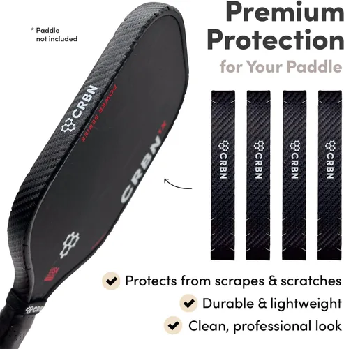 Miniatura 2 de CRBN Pickleball - Cinta protectora para borde de pala de pickleball 12 mm, 14 mm y 16 mm - Paquete de 4 Negro