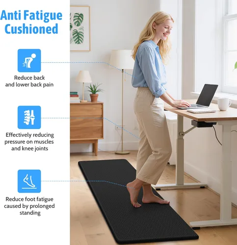 Miniatura 6 de StepLively Tapete de cocina, 2 piezas, tapetes de cocina acolchados para piso, juego de alfombras de cocina antifatiga, tapete antideslizante