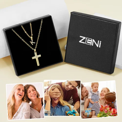 Miniatura 7 de Delicados collares de cruz para mujer, chapado en oro de 14 quilates, cadena en capas con dije de inicial, circonita cúbica, cruz de fe cristiana