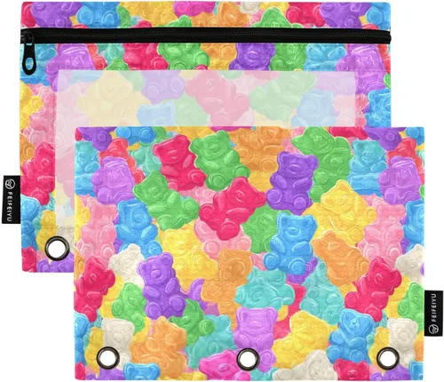 Miniatura 20 de SHJI Bolsas para carpetas, bolsa de lápices de mármol rosa y azul para carpeta de 3 anillas, paquete de 2 bolsas transparentes con cremallera
