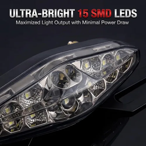 Miniatura 8 de Luz trasera universal de 15 LEDs para motocicleta, luz de freno con soporte de placa compatible con Honda Yamaha Suzuki para Street Bike Sport Bike