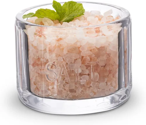 Miniatura 2 de KooK Bodega de sal de cristal, con tapa, vidrio prensado en relieve, recipiente de almacenamiento transparente, para café, azúcar, especias