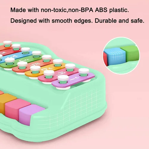 Miniatura 5 de 2 en 1 Piano de Bebé y Xilófono para Niños de 1 a 3 Años, Teclado de 8 Teclas Multicolor, Piano de Xilófono para Bebé, Juguetes Educativos Musicales