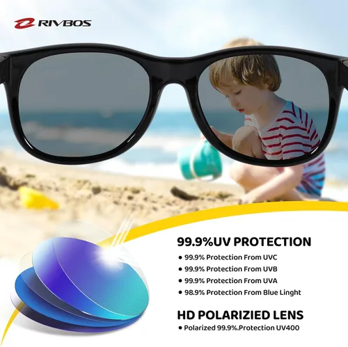 Miniatura 3 de Lentes de sol de goma Rivbos RBK004, flexibles, para niños lentes para bebés y niños de 3-10 (vidrio espejado disponible).