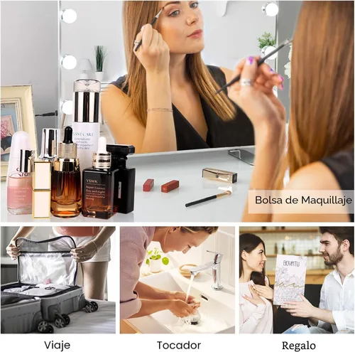 Miniatura 8 de BOYATU Bolsas de maquillaje de viaje Bolsa organizadora de cosméticos: Juego de 3 bolsas de maquillaje de gran capacidad, bolsas de aseo de piel