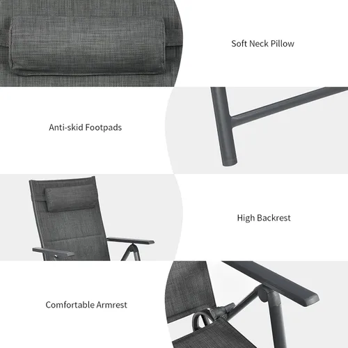 Miniatura 7 de RELAX4LIFE Tumbona para patio con ruedas – Silla reclinable plegable acolchada con almohada extraíble, respaldo ajustable, sillas de playa