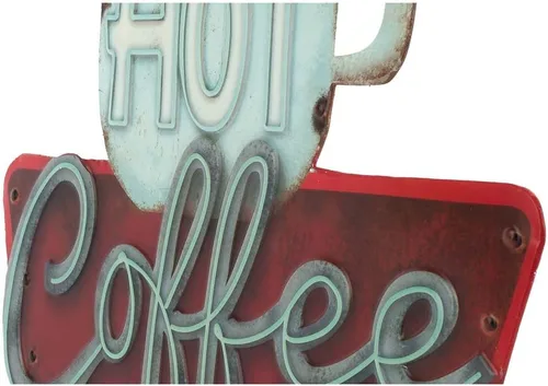 Miniatura 4 de Hot Coffee Shop - Letrero de Metal en Relieve - Letrero Vintage de Cafetería para Cocina, Oficina o Bar de Café