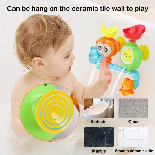 Miniatura 3 de G-WACK Juguetes de baño para niños pequeños de 1, 2 y 3 años, juguetes de agua para tina de bebé recién nacido, juguetes de agua interactivos