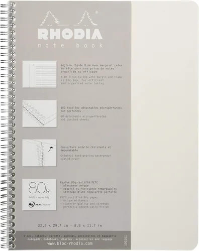 Miniatura 3 de Rhodia 193039C - Cuaderno de anillas (encuadernación completa) Negro - A4+ - Cuadrícula de puntos - 160 páginas extraíbles - Papel Clairefontaine