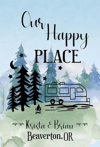 Miniatura 5 de Bandera personalizada para campamento – Letrero de decoración de campamento al aire libre personalizado – Regalo de Happy Camper para cámper