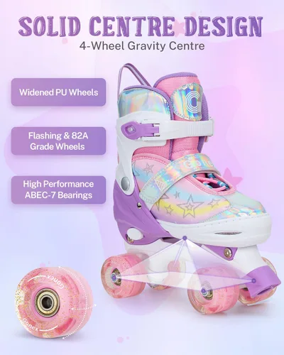 Miniatura 3 de Gonex Patines de ruedas para niñas, niños y mujeres con todas las ruedas iluminadas, patines ajustables para principiantes, niños pequeños
