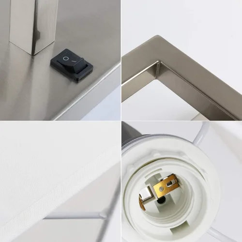Miniatura 5 de PERMO Juego de 2 lámparas de pared individual con pantallas textiles blancas y botón de interruptor de encendido/apagado, pequeñas lámparas modernas