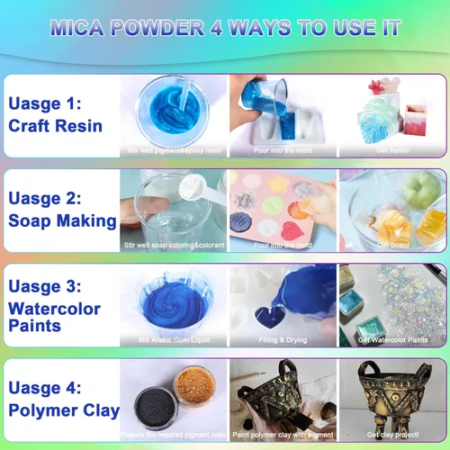 Miniatura 5 de Matio Polvo de Mica Gris para Resina Epoxi, 1.8oz/50g Polvo de Mica de Efecto Nacarado Pigmento de Color Natural para Fabricación de Jabón, Bomba
