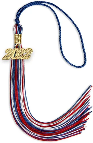 Miniatura 54 de Endea Graduation Borla mixta de triple color con gota de fecha dorada (negro/dorado/blanco, 2021)