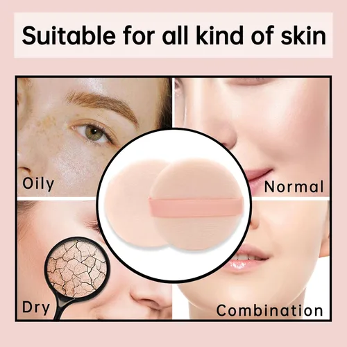 Miniatura 4 de 4 almohadillas de algodón para polvo, esponja de maquillaje suave para base de polvo suelto, almohadillas para la cara, base cosmética corporal 3.15