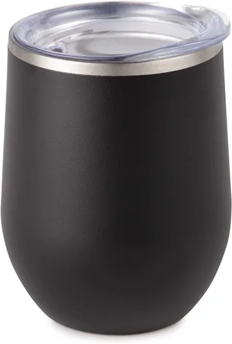 Miniatura 58 de Maars Bev - Vaso de vino de acero inoxidable sin tallo con tapa, aislado al vacío de 12 onzas, a prueba de derrames, apto para viajes, vasos midnight
