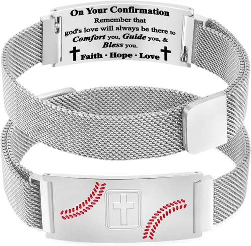Miniatura 50 de Regalos de graduación, pulsera de fútbol, fútbol, baloncesto, béisbol, regalos de pulsera, pulseras de cruz de fe para hombres, bautismo, primera