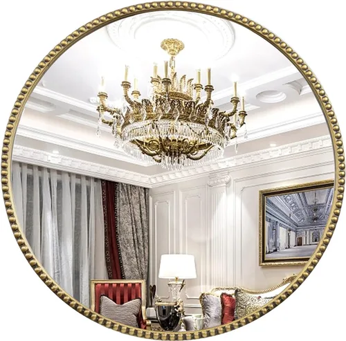 Miniatura 19 de Espejo de cuerpo completo ovalado, espejo de pie grande con marco de cuentas de metal, para colgar, espejo de vestidor para dormitorio, sala