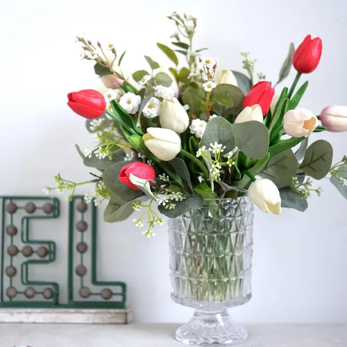 Miniatura 5 de FiveSeasonStuff - Flores artificiales de tulipanes, se sientes reales al tacto, ideales como ramo de boda, decoración del hogar, fiesta, arreglos