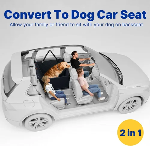 Miniatura 8 de Extensor de asiento trasero convertible para perros, plegable de 400 libras, funda de asiento de automóvil para perro con parte inferior dura