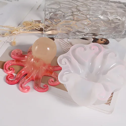 Miniatura 4 de Molde de resina y vela cilíndrica de pulpo animal – Moldes de silicona de fundición de resina para decoración del hogar y fabricación de velas