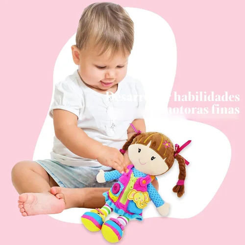 Miniatura 6 de June Garden Dressy Friends Belle de 15.5 pulgadas, muñeca de peluche educativa para niños y niños pequeños de 2 años en adelante, juguete suave