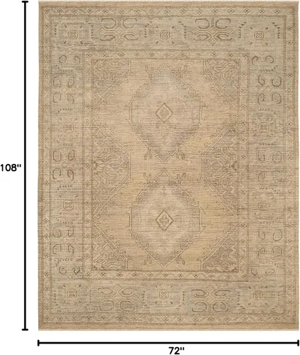 Miniatura 2 de SAFAVIEH Izmir Collection IZM180A - Alfombra de área de 6 x 9 pies, dorada y gris, anudada a mano, lana tradicional de Nueva Zelanda, ideal