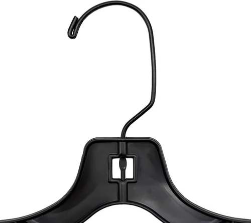Miniatura 5 de NAHANCO Perchas de plástico para camisas para niños, peso superpesado, 12 pulgadas, negro con gancho negro (paquete de 100), fabricado en Estados
