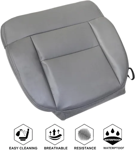 Miniatura 6 de NLQR Funda de asiento de microfibra de cuero de repuesto para lado del conductor delantero #QB gris ceniza medio compatible con Ford F150 Lariat