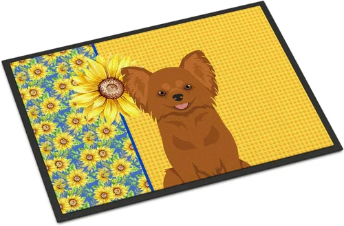 Miniatura 173 de Caroline's Treasures WDK5313MAT Airedale Terrier - Tapete para puerta delantera de 18 x 27 pulgadas, diseño de girasoles de verano, para entrada