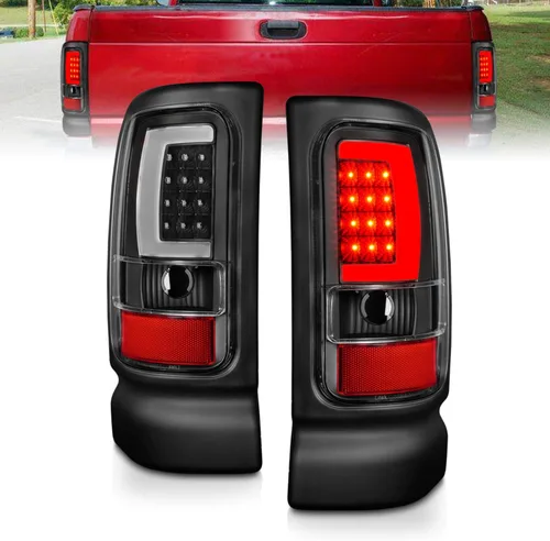 Miniatura 2 de AmeriLite para 1994-2001 Dodge Ram 1500 2500 3500 camión, lámparas LED de repuesto de tubo C-Bar negro para señal de luces traseras, par - lado
