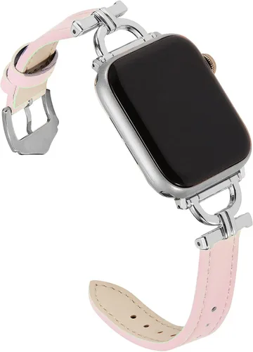 Miniatura 16 de Correa de cuero genuino compatible con Apple Watch para mujeres 38mm 40mm 41mm 42mm (serie 2024 10), correa de cuero delgada de diseñador