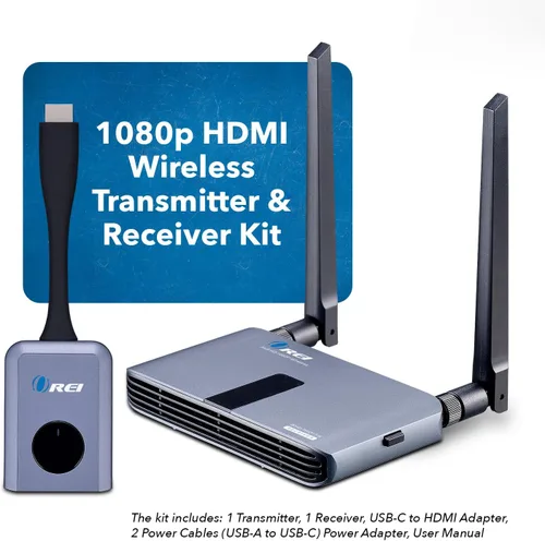 Miniatura 7 de OREI Kit de dongle transmisor y receptor HDMI inalámbrico 1x1 1080P de hasta 100 pies, perfecto para transmisión desde laptop, PC, presentación